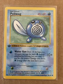 Pokemon TCG Poliwag Base Set 59/102 1st Edition Never Played Near Mint - Image 1