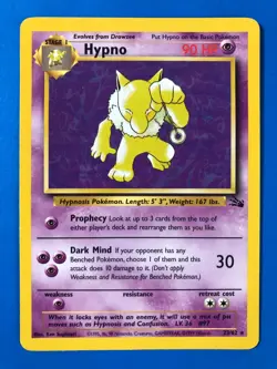 Pokemon TCG Hypno Fossil Unlimited Non-Holo Unlimited Rare 23/62 LP+/NM - Image 1