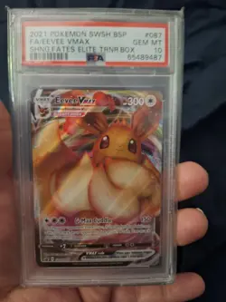Pokemon Eevee VMAX TCG Shining Fates Black Star Promo SWSH087 PSA 10 - Image 1