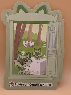Sprigatito Tandemaus Sparkle Holo Pokemon Center Online Phone Booth Sticker - Image 2