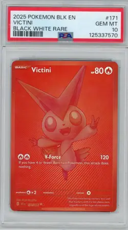 2025 Pokemon Black Bolt Victini 171/086 Black White Rare PSA 10 - Image 1