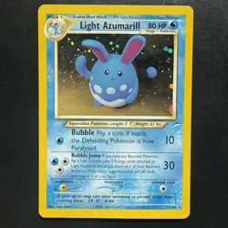 Pokemon Neo Destiny Holo Rare Vintage TCG Foil Light Azumarill 13/105 WotC Swirl - Image 1