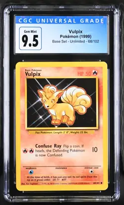 1999 Pokemon - Base Set Unlimited Common - #68/102 Vulpix - CGC 9.5 GEM MINT - Image 2