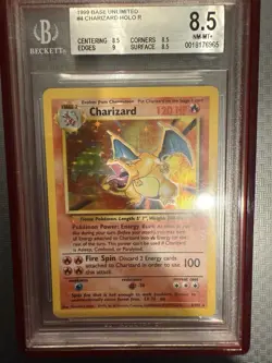 Pokemon 1999 Base Set Charizard Holo Rare #4 BGS 8.5 (very Clean Copy) - Image 1