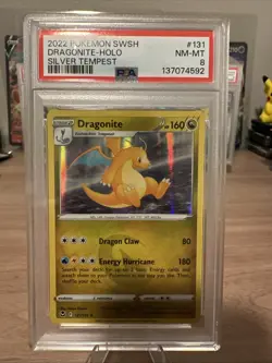 Pokemon Dragonite 131/195 Holo Rare Silver Tempest PSA 8 - Image 1