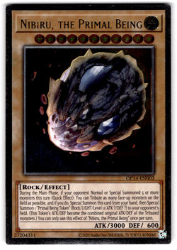 YUGIOH NIBIRU, THE PRIMAL BEING ULTIMATE RARE NM OP14-EN003 - Image 1