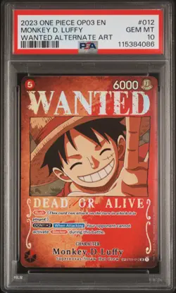 2023 ONE PIECE OP03-PILLARS OF STRENGTH WANTED ALT #012 MONKEY D. LUFFY PSA 10 - Image 1