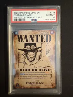 One Piece 2025 OP13-119 *ERROR Portgas.D.Ace WANTED POSTER PSA 10 - Image 1
