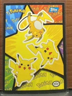 Topps Pokemon 2000 Pikachu and Raichu Sticker/Puzzle Card - Image 1