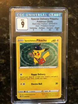 CGC 9 Special Delivery Pikachu SWSH074 Holo Promo Black Star Pokemon 2020 - Image 1
