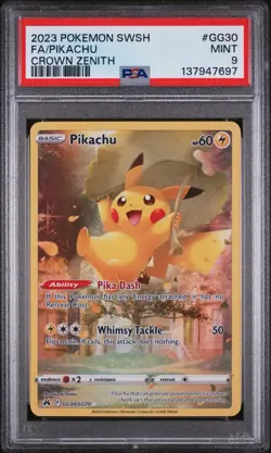 2023 POKEMON SWORD AND SHIELD CROWN ZENITH #GG30 FA/PIKACHU PSA 9 - Image 1