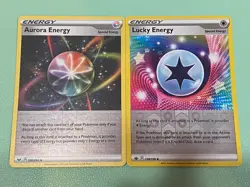Aurora Energy 186/202 & Lucky Energy 158/198 Reverse Holo Near Mint Pokemon TCG - Image 1