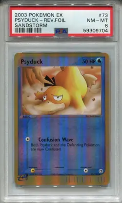Pokemon Ex Sandstorm Reverse Foil Card #73 Psyduck PSA 8 - Image 1