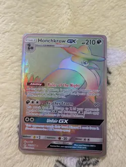Pokemon Honchkrow GX Trading Card Ruler of the Night Holo Rare - Image 1