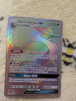 Pokemon Honchkrow GX Trading Card Ruler of the Night Holo Rare - Image 3