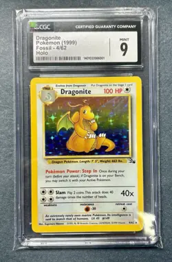 CGC 9 MINT Dragonite 1999 Fossil 4/62 Holo Pokemon Card - Image 1