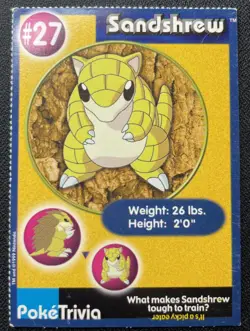 Sandshrew #27 Poke Trivia Burger King Pokemon Card 1999 Nintendo HP/DMG - Image 1