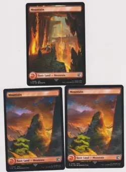 3x FULL ART BASIC MOUNTAIN LAND CARDS N-MINT MTG MAGIC FROM FINAL FANTASY - Image 1