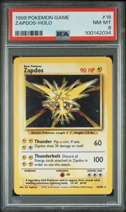 Zapdos-Holo Pokemon Game 16 NM PSA 8 - Image 1