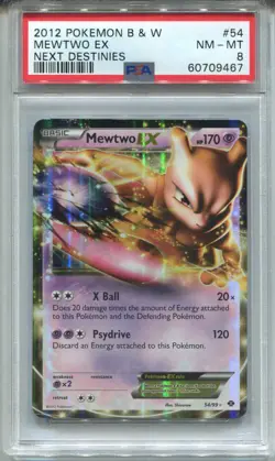 Pokemon Black & White Next Destinies Ex Holo #54 Mewtwo PSA 8 - Image 1