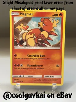 Pokemon Slight Misaligned Print Layer Misprint Error Magmar 18/156 Ultra Prism - Image 1