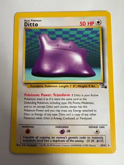 Ditto 18/62 - Fossil Unlimited Rare Non-Holo WOTC Pokemon TCG - Image 1