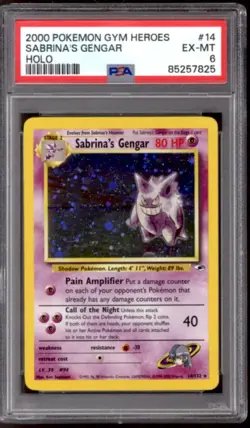 Pokemon Gym Heroes Sabrina's Gengar 14/132 PSA 6 - Image 1