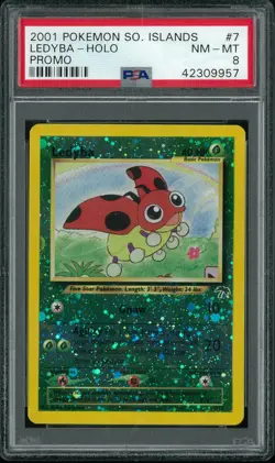Pokemon Southern Islands Promo Reverse Holo Foil Ledyba 7/18 PSA 8 - Image 1