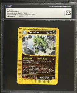 Pokemon Expedition Reverse Holo Foil Box Topper Tyranitar 3/12 CGC 2.5 *048 - Image 1