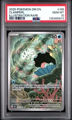 PSA 10 Clamperl 195/182 Pokemon Destined Rivals Illustration Rare 2025 GEM MINT - Image 1