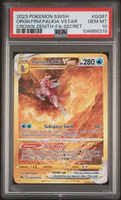 2023 POKEMON SWORD & SHIELD CROWN ZENITH #GG67 ORIGIN FORME PALKIA VSTAR PSA 10 - Image 1