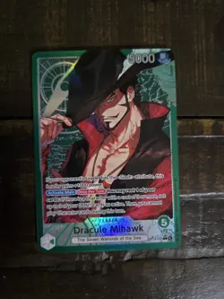 One Piece OP14 The Azure Sea’s Seven - Dracule Mihawk OP14-020 Leader Alt Art - Image 1