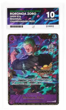 One Piece TCG Top 16 Championship Promo 2025 Roronoa Zoro Card OP09-076 ACE 10 - Image 1