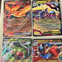 Pokemon TCG EX Moltres, Mega Manectric, Yanmega, Lucario Holo Card Lot - Image 1
