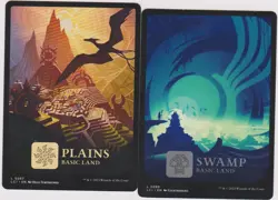 2x FULL ART BASIC SWAMP & PLAINS LAND CARDS N-MINT MTG MAGIC FROM CAVERNS OF - Image 1