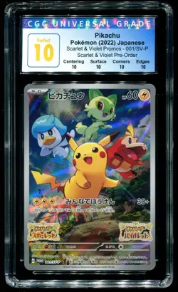 CGC Perfect 10 Pikachu Scarlet & Violet Promo Japanese 2022 Pokemon Card #001 - Image 1