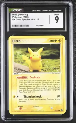 CGC 9 MINT Ditto [Pikachu] 2005 EX Delta Species 63/113 Pokemon Card - Image 1