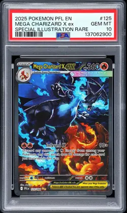 2025 POKEMON PFL EN-PHANTASMAL FLAMES #125 MEGA CHARIZARD X EX PSA 10 - Image 1