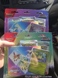 3 x Pokemon TCG Prismatic Evolutions Tech Sticker Collection - Fast Ship - Image 1