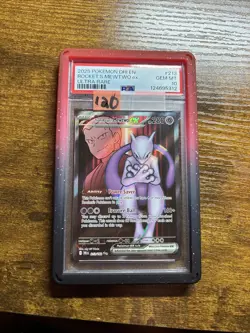 POKEMON 2025 Destined Rivals Ultra Rare ROCKET's MEWTWO Ex #213 PSA 10 GEM MINT - Image 1
