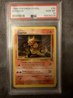1999 POKEMON FOSSIL #39 MAGMAR PSA 10 - Image 1