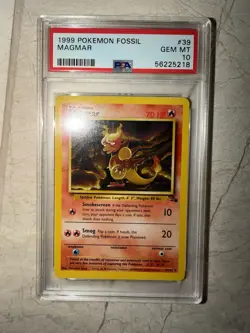 1999 POKEMON FOSSIL #39 MAGMAR PSA 10 - Image 4