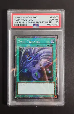 2024 PSA 10 GEM MINT Yugioh RA02 Platinum Secret Rare Twin Twisters 💎 - Image 1