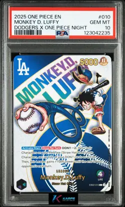 One Piece PSA 10 Monkey D. Luffy Dodgers x One Piece Night 2025 English - Image 1