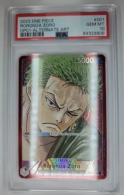 2022 One Piece Roronoa Zoro OP01-001 Alt Art Romance Dawn PSA 10 - Image 1