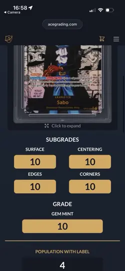 Sabo OP13-120 Manga Alternative Art Carrying On His Will One Piece TCG ACE 10 GM - Image 2