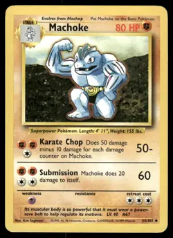 Pokemon Cards Machoke 34/102 UNLIMITED Base Set WOTC Uncommon NM - Image 1