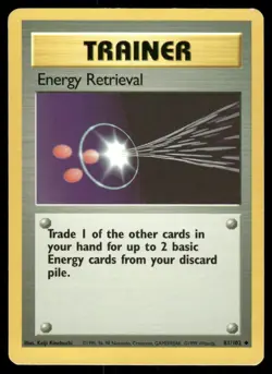 Pokemon Cards Energy Retrieval 81/102 UNLIMITED Base Set WOTC Uncommon NM - Image 1