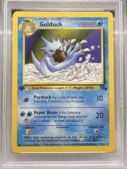Golduck 35/62 1st Edition Fossil Non Holo Pokemon Card 1999. PSA MINT 9 - Image 1
