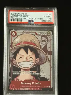 PSA 10 Monkey D Luffy P-001 One Piece Premium Collection 25th Promo Card English - Image 1